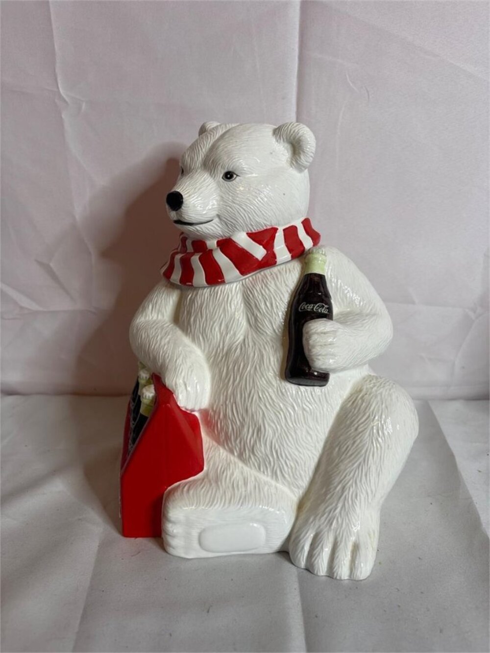 Vintage Coca-Cola Polar Bear & 6 Pack Bottle Crate Ceramic Cookie Jar